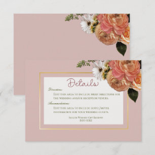 Carte D'accompagnement Peach Mimosa Blooms Floral Mariage Détails
