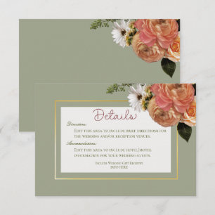Carte D'accompagnement Peach Mimosa Blooms Floral Mariage Détails