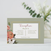 Carte D'accompagnement Peach Mimosa Fleurit Floral Mariage Réception (Debout devant)