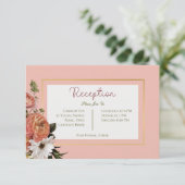 Carte D'accompagnement Peach Mimosa Fleurit Floral Mariage Réception (Debout devant)