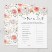 Carte D'accompagnement Peach Peonies et Gold Feuilles Guidez le jeu de pr (Devant / Derrière)