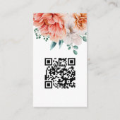 Carte D'accompagnement Peach Peonies Florals Script QR Code Mariage RSVP (Dos)