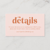 Carte D'accompagnement Peach Pink Orange Boho Disco Détails du Mariage (Devant)
