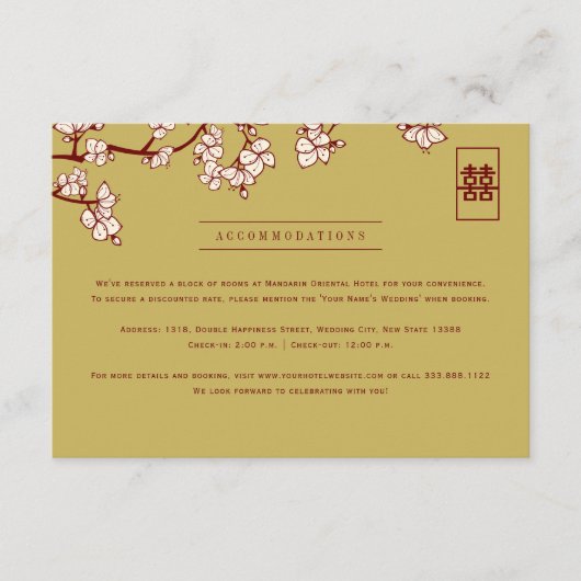 Carte D'accompagnement Peach/Plum Blossoms And Double Happiness Wedding (Devant)