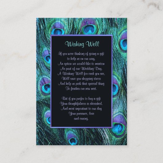 Carte D'accompagnement Peacock Feather Drame Mariage - Wishing Well (Devant)