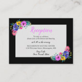 Carte D'accompagnement Peacock Feathers & Fleurs Quinceañera Noir (Devant)