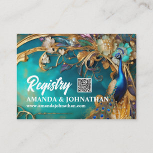 Carte D'accompagnement Peacock floral Art nouveau marbré élégant oiseau