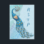 Carte D'accompagnement Peacock Lace Élégance Mariage RSVP<br><div class="desc">Elégant Peacock et dentelle avec une ambiance Art Nouveau. Jolie Aqua et tons turquoises avec une pointe de violet. Arrière - plan est un ton délicat sur le motif de la dentelle de ton floral avec carte assortie en arrière. Customisez le texte de retour avec votre RSVP Date heure et...</div>