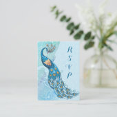 Carte D'accompagnement Peacock Lace Élégance Mariage RSVP (Debout devant)