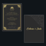 Carte D'accompagnement Peacock or et noir Art déco moderne<br><div class="desc">Inspiré par l'époque Art déco glamour. Cette invitation conviendra parfaitement aux couples à la recherche d'un mariage classique et élégant. Le point central est un paon magnifique, symbolisant la beauté et l'abondance. Contre un arrière - plan noir sophistiqué, les riches accents dorés apportent une touche de luxe et de sophistication....</div>