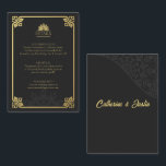 Carte D'accompagnement Peacock or et noir Art déco moderne<br><div class="desc">Inspiré par l'époque Art déco glamour. Cette invitation conviendra parfaitement aux couples à la recherche d'un mariage classique et élégant. Le point central est un paon magnifique, symbolisant la beauté et l'abondance. Contre un arrière - plan noir sophistiqué, les riches accents dorés apportent une touche de luxe et de sophistication....</div>