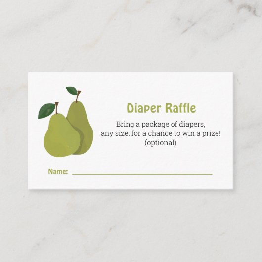 Carte D'accompagnement Pear couples baby shower Diaper Raffle (Devant)