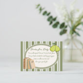 Carte D'accompagnement Pear sage green retro baby shower book request (Debout devant)