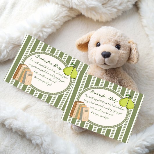 Carte D'accompagnement Pear sage green retro baby shower book request