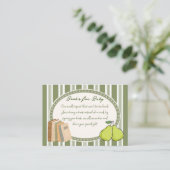 Carte D'accompagnement Pear sage green retro baby shower book request (Debout devant)