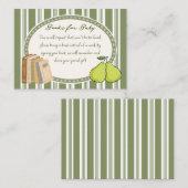 Carte D'accompagnement Pear sage green retro baby shower book request (Devant / Derrière)