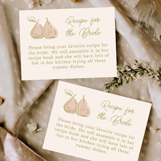 Carte D'accompagnement Pear Themed Recipe for the Bride Bridal Shower
