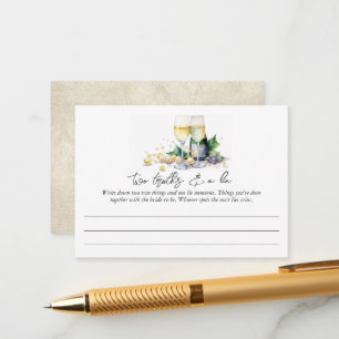 Carte D'accompagnement Pearl & Prosecco Jeu nuptial "Deux vérités et un m