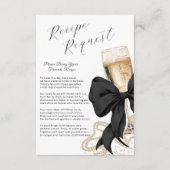 Carte D'accompagnement Pearls & Prosecco Bridal Recipe Black Bow (Devant)