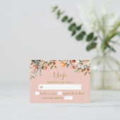 Carte D'accompagnement Pêche aquarelle et Floral or RSVP (Debout devant)