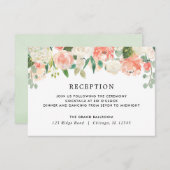 Carte D'accompagnement Pêche corail verdure été réception fleurie (Devant / Derrière)