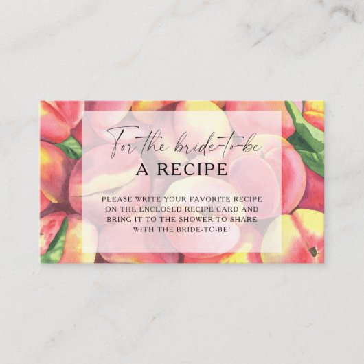 Carte D'accompagnement Pêches - Recette pour la mariée à être (Devant)