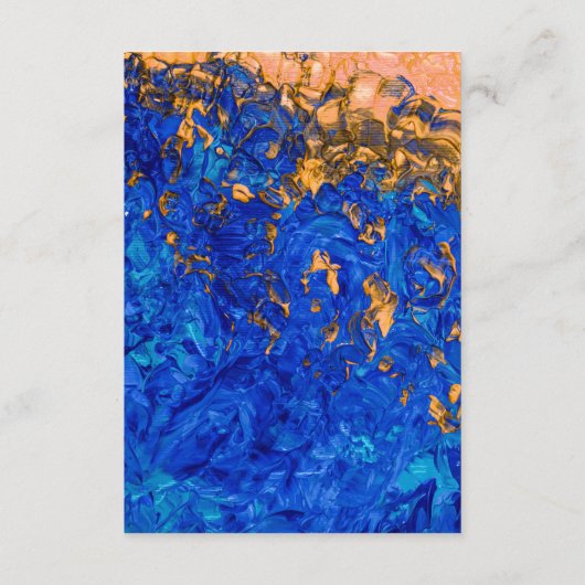Carte D'accompagnement Peinture acrylique bleu or jaune d'Artsy Cobalt (Dos)