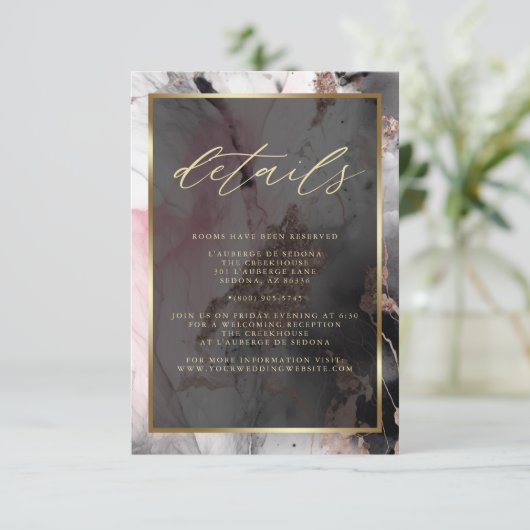 Carte D'accompagnement Peinture de code QR moderne Rose Abstrait Charcoal (Debout devant)