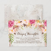 Carte D'accompagnement pensées de couche de douche de fleurs d'aquarelle (Devant / Derrière)