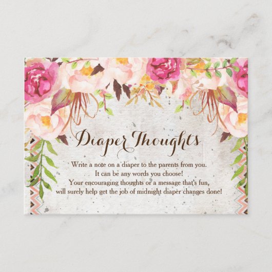 Carte D'accompagnement pensées de couche de douche de fleurs d'aquarelle (Devant)