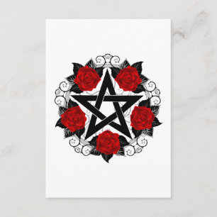 Carte D'accompagnement Pentagramme aux roses rouges