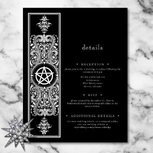 Carte D'accompagnement Pentagramme gothique étoile noir blanc Mariage