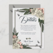 Carte D'accompagnement Peonées florales de blanc glamour et de pêche (Devant / Derrière)