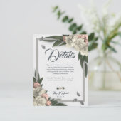 Carte D'accompagnement Peonées florales de blanc glamour et de pêche (Debout devant)