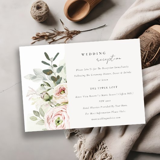 Carte D'accompagnement Peonies blanches Eucalyptus Foliage Réception de m