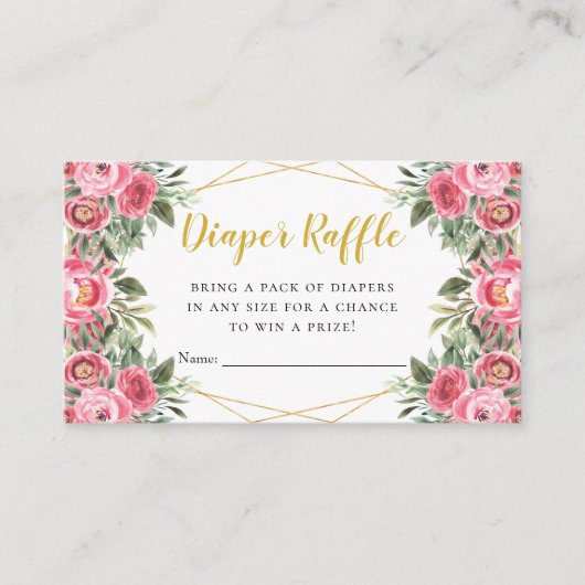Carte D'accompagnement Peonies d'or rose Baby shower Déchets Raffle (Devant)