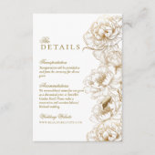 Carte D'accompagnement Peonies florales Blanc Golden Elegant Mariage (Devant)