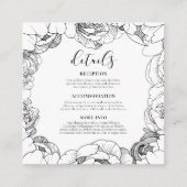 Carte D'accompagnement Peonies noires et blanches Information du mariage (Devant)