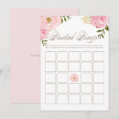 Carte D'accompagnement Peonies rose Aquarelle Fête des mariées Bingo Jeu (Devant / Derrière)