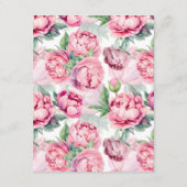 Carte D'accompagnement Peonies roses blanches QR CODE Détails du Mariage (Dos)