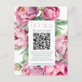Carte D'accompagnement Peonies roses blanches QR CODE Détails du Mariage (Devant)