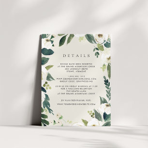 Carte D'accompagnement Peony blanc Détails sur le Mariage floral aquare