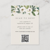 Carte D'accompagnement Peony blanc | Floral QR Code Mariage RSVP (Devant)