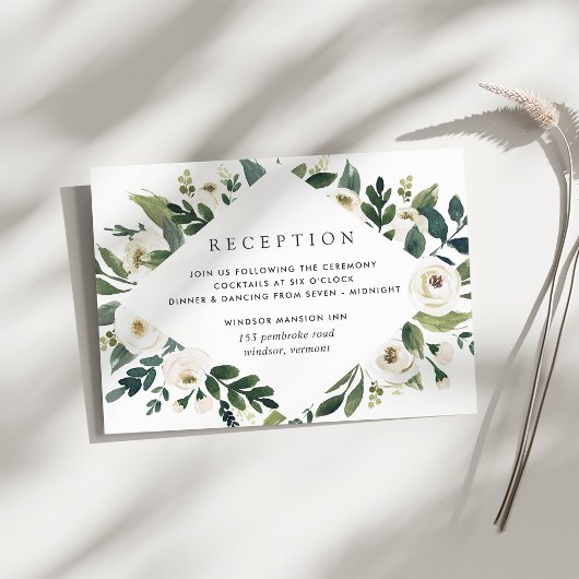 Carte D'accompagnement Peony blanc | Watercolor Floral Wedding Réception