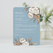 Carte D'accompagnement Peony et Hydrangea Mariage bleu Poudre (Debout devant)