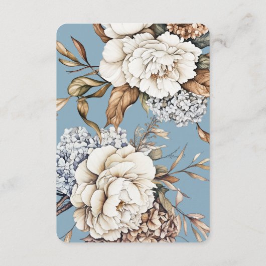 Carte D'accompagnement Peony et Hydrangea Mariage bleu Poudre (Dos)