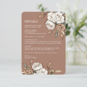 Carte D'accompagnement Peony moderne et Hydrangea Mocha Mousse Mariage (Debout devant)