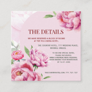 Carte D'accompagnement Peony Wedding Details for Wedding
