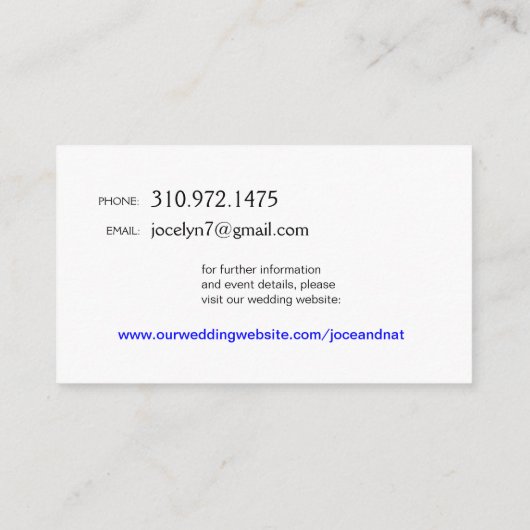 Carte D'accompagnement Pepper Poppies Mariage site turquoise (Dos)