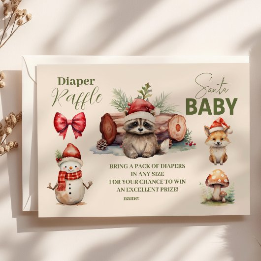 Carte D'accompagnement Père Noël Baby Woodland Hiver Diapper Raffle
